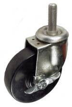 5" x 1-1/4" Hard Rubber Wheel Swivel Caster with 5/8" Threaded Stem & Brake  - 300 Lbs Capacity