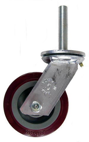 5" x 2" Polyurethane Wheel Caster with 3/4" threaded stem - 600 Lbs Capacity