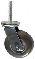 6" x 2" Rubber Aluminum Balloon Cushion Wheel Swivel Caster with 3/4" Threaded Stem - 410 Lbs Capacity