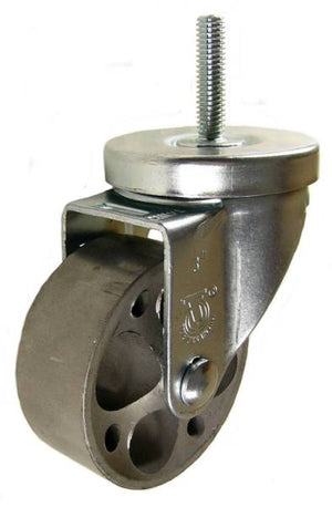 3" x 1-1/4" Semi-Steel Wheel Swivel Caster with 3/8" Threaded Stem - 350 Lbs Capacity