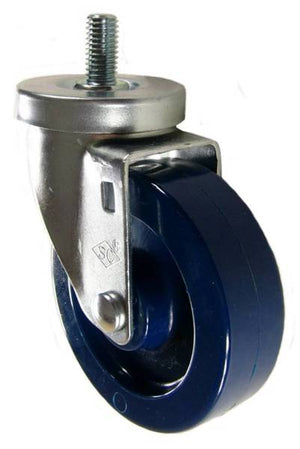 4" x 1-1/4" Solid Polyurethane Wheel Swivel Caster with 1/2" Threaded Stem - 350 Lbs Capacity