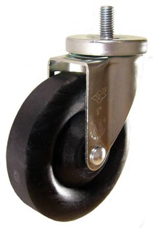 5" x 1-3/8" High Temp Wheel Swivel Caster with 1/2" Threaded Stem - 350 Lbs Capacity